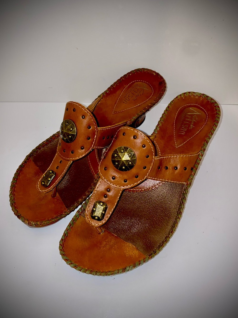 Clarks Leather Wedge Sandals US 6.5 Brown